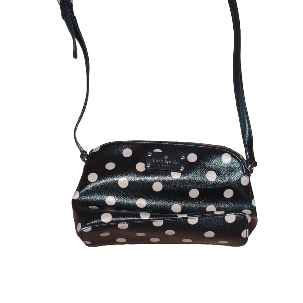 kate spade Polka Dot Crossbody Bag Black White Logo Lining Women's